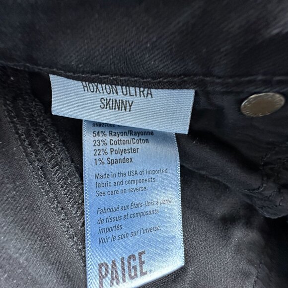 Paige Hoxton Ultra Skinny Jeans Womens Size 26 Mid Rise Stretch Black - Picture 6 of 12